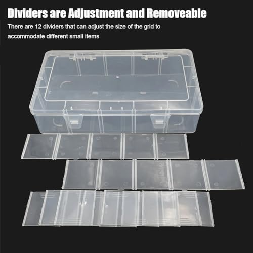 2 Pcs Large 15 Grids Plastic Organizer Box Clear Storage Container with Adjustable Dividers for Beads, Washi Tapes, Art DIY Crafts, Jewelry, Fishing Tackle, Component and Small Parts - color: 2 Pcs 15 Grids Large
