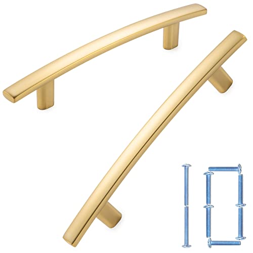KOOFIZO 10 Pack 3-3/4 in Brushed Gold Cabinet Pulls, Drawer Handles 1961 - color: Brushed Gold, size: 3-3/4" CC
