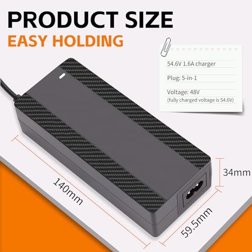 54.6V 1.6A Electric Scooter Charger for 48V Lithium Battery, 5-in-1 Plug Smart Ebike Charger Compatible with Jetson, Gotrax, Razor,Segway, Swagtron, Hiboy, Lectric XP and More