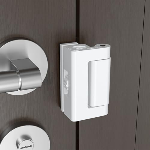 2 Set White Adjustable Portable Door Lock,Security Door Reinforcement Lock - color: White