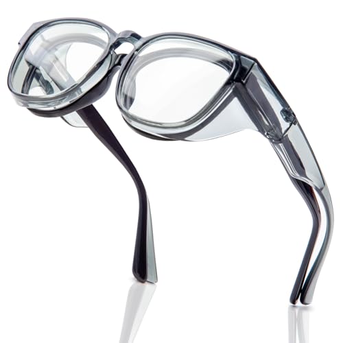 LianSan Safety Glasses Over Eyeglasses for Women - Anti-Fog Goggles Fit Over Eyewear for ANSI Z87.1 Certified - color: Grey/Clear