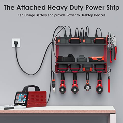 CCCEI Wall Mount Modular Tool Charging Organizer, Red, 1 Pack, 3 Tier. - color: Red