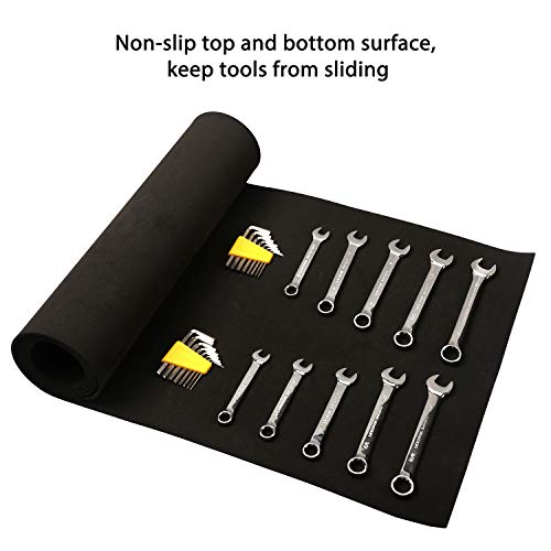 CASOMAN Professional Tool Box Liner and Drawer Liner - 16 inch (Wide) x 6 feet (Long), Non-Slip,Black - size: 15.9"W x 72"L