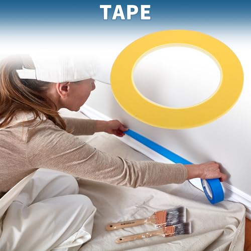 Painters Tape Easy Removal 0.1 Inches x 52.5 Yards Masking Master Tape Yellow - color: Yellow, size: 0.1 Inches x 52.5 Yards