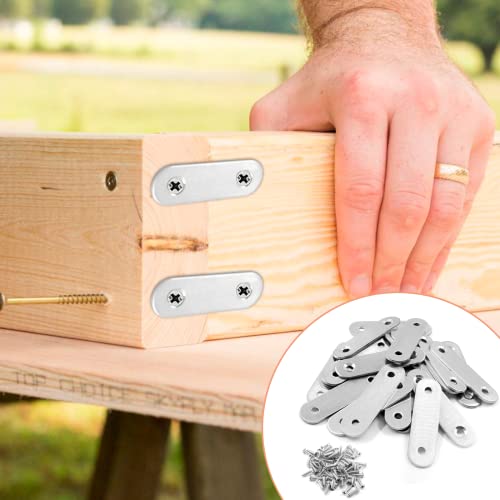 Jiozermi 24 Pcs Straight Brace, 2.4" x 0.6", Stainless Steel Silver - size: Silver, 2.4” x 0.6”, 24 Pcs