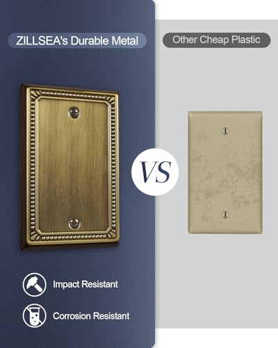 Switch Plates Outlet Covers, 2-Pack Antique Brass Metal Wall Plates - color: Antique Brass, size: 1 Blank 2PK