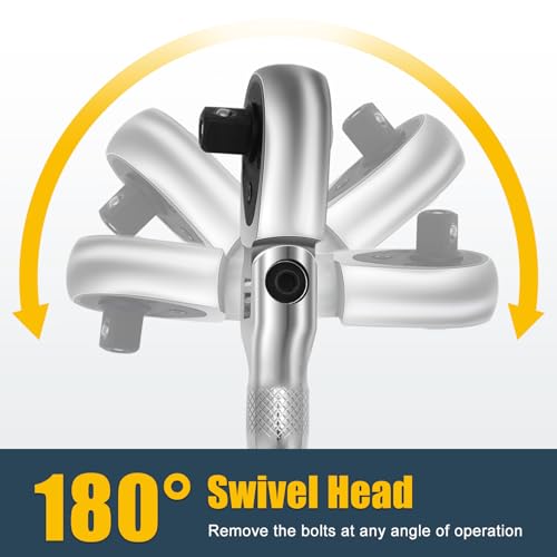 YIYEIE Stubby Flex Head Ratchet Set, 6PCS Stubby Ratchet Set 1/4 3/8 1/2 inch with 3 Extension Bars, 72 Tooth Reversible & Quick-Release, 180° Swivel Head Mini Handle with EVA Foam - size: 1/4", 3/8", 1/2" Drive, style: Stubby Ratchet Set