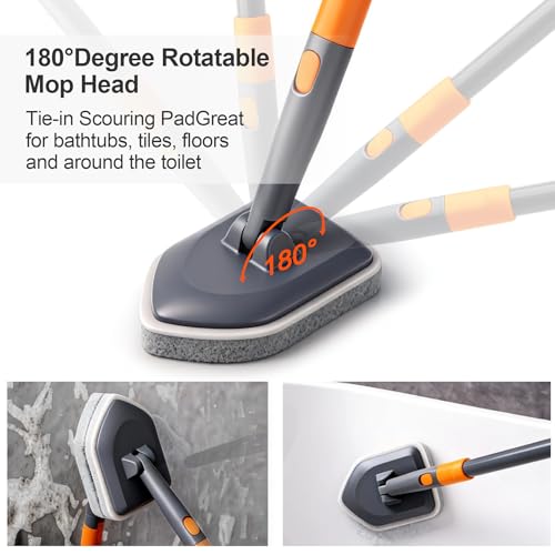 CLEANHOME Tile Tub Scrubber Brush for Cleaning Toilet Wall,Bathtub,Sink - color: Gray