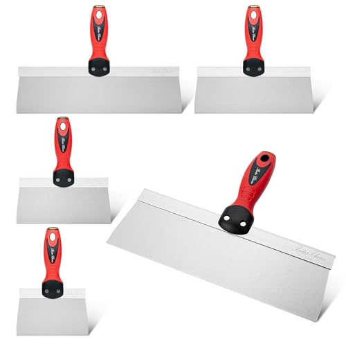 Bates Stainless Steel Putty Knife Set - 5 Pack, 14", 12", 10", 8", 6" Drywall Knives, Scraper Tool