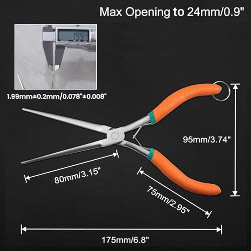 Long Reach Needle Nose Pliers 7" Thin Extra Long Needle Nose Plier - style: Sharp Point