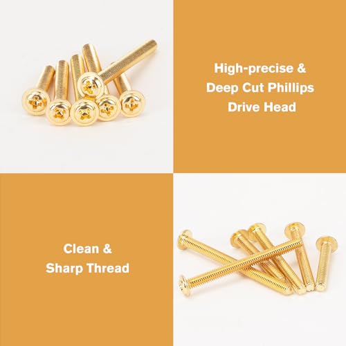 WELLOCKS M4 Cabinet Pull Screws, Gold 25 to 50mm 200 PCS - color: Gold, size: 200PCS