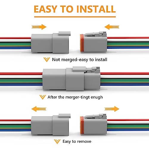 Newdeli Deutsch 6 Pin Connector Kit Waterproof Electrical Connector 16 AWG Male and Female Automotive Wire Connectors for Car Truck Boat, Dt Connector 2 Sets - size: DT Connector 2 Sets 6 Pin