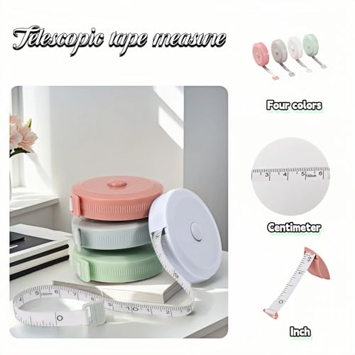 4-Pack Mini Soft Retractable Tape Measure, 60 Inch /150 cm Dual-Scale Flexible Sewing Tailor Cloth Measuring Tape for Body Measurements, Fabric Craft, Weight Loss Tracking, 4 Colors