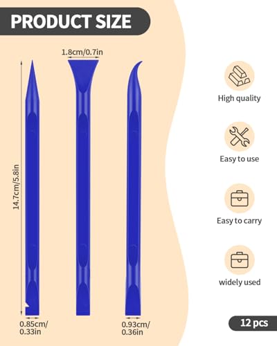 12 PCS Carbon Fiber Plastic Scrapers Tool, Non-Scratch Scraper Tool for Tight Spaces, Multi-Purpose Label Scraper Pen-Shaped, for Car Cleaning Supplies, Kitchen, Crevices, Stains (Blue) - color: Blue