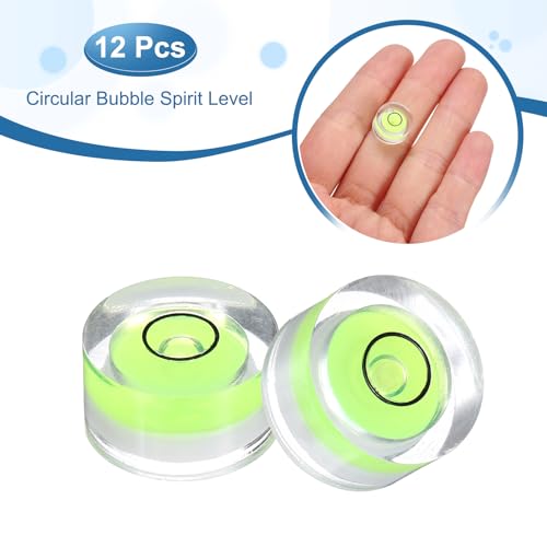 HARFINGTON 12pcs Circular Bubble Spirit Level 13x7mm Mini Round Bubble Spirit Level Little Measuring Layout Tools for TV Industrial Carpentry Picture Frame, Green/Black - color: Green/Black, size: 13x7mm