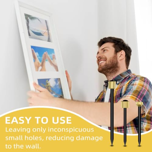 90 Pcs Nails for Hanging Picture Decorative Nail for Hanging Wall Decor Pictures Frame Kit 3 Sizes Picture Hangers Photo Hanger Made of Steel Pin & Brass Head Nails Hardware with Plastic Box (Black)