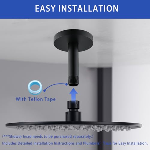Wall Mounted Stainless Steel Shower Arm Shower Head Extension Pipe Bathroom Accessories 4 Inch Matte Black,SW-RD91038-4MB. - color: Circular Flange-4" Matte Black