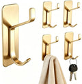 5 Pack Self Adhesive Wall Hooks Key Hook Stainless Steel Towel Hook -Gold - color: Gold