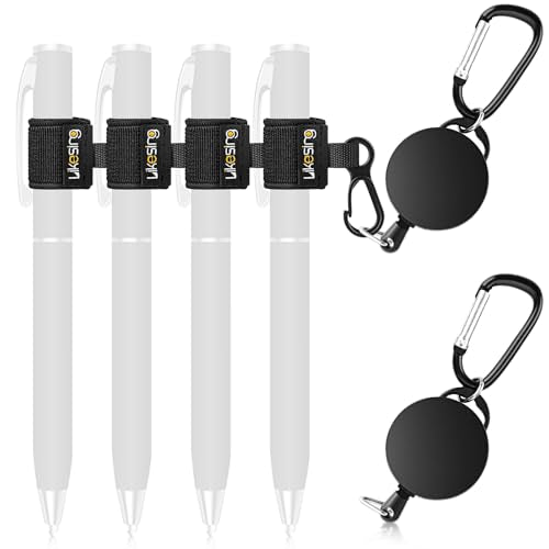 Likesing Retractable Pen Holder, 27.5" Reel Elastic Pen Leash(Black) - color: Black-2 CircularCilp