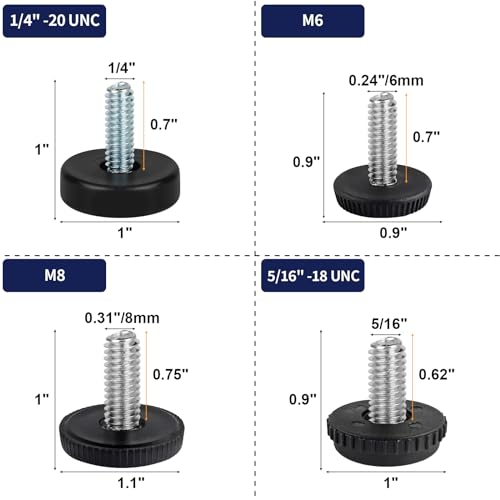 M8 Thread Furniture Feet Levelers, 12 PCS Adjustable Furniture Feet - size: M8