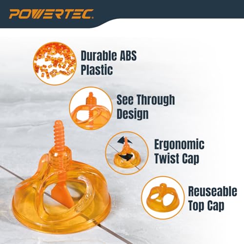 POWERTEC Tile Leveling System Kit - 1/16" Spacer Clips & Patent-Pending Reusable Ergonomic Twist Caps, Lippage-Free Tile Installation, 400 Pieces (72109) - color: Spacers + Caps, 400 PK