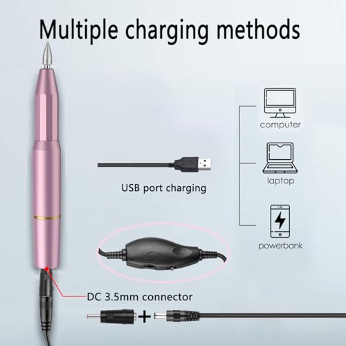 Electric Nail Drill Power Cord, Replacement USB Charger Power Cord Compatible with AIRSEE/ OVX/ Alles/ AUTENPOO/ COSITTE/ MelodySusie/ KITCCI Portable Electric Nail Drill