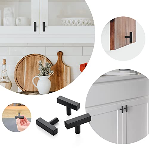 Ravinte 1 Pack Black T Bar Square Cabinet Knobs 2in Cabinet Pulls | Matte Black Finish, Solid Metal, Easy Install, Screws Included, Hardware, Kitchen, Bathroom, Drawers, Cabinets - color: Black, size: 1 Pack, style: Square