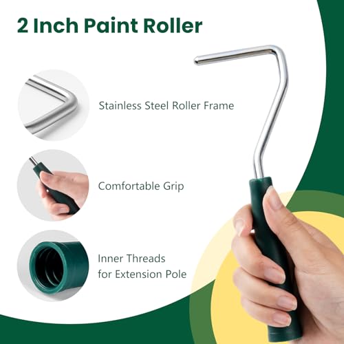 Paint Roller Kit, 12 Pack, 2 Inch Mini Paint Roller with Trays