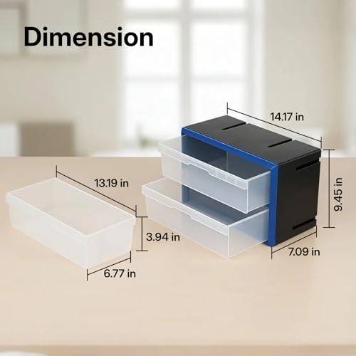 Northsky 2-Drawer Small Parts Cabinet, Stackable, Clear, 14.17 × 7.09 × 9.45 in - size: 2 Drawer & Clear
