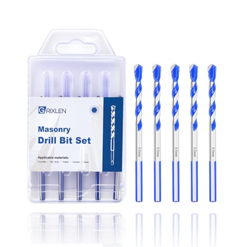 5 Pack 7/32"/5.5mm Masonry Drill Bit Set,3 Flat Shank,4" Length - size: 7/32 inch（ 5 Pack ）, style: 3 Flat Shank