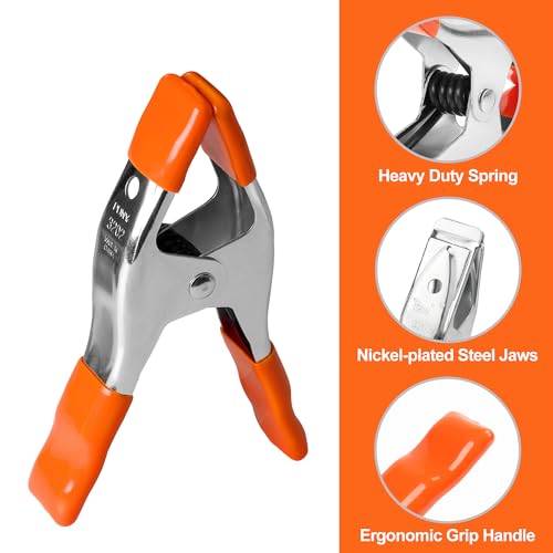 PONY 6" & 4" Heavy Duty Metal Spring Clamps with Protective Tips, 10-Piece | 2" & 1" Jaw Opening, Protective Handles and Tips, Metal Spring Clamps for Woodworking and DIY Projects - size: 6 Inch & 4 Inch 10-Piece