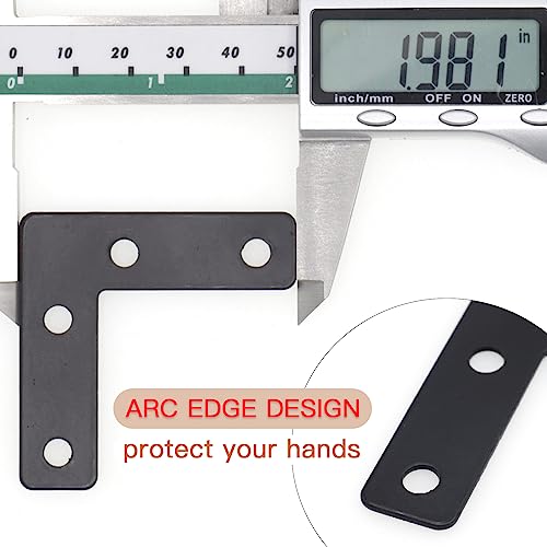 20-Pack Steel Flat Mending Plate Corner Brace 2x2inch for Wood - size: Black 50x50 mm