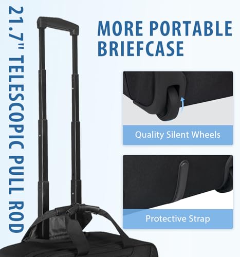 EMPSIGN 17.3 Inch Rolling Laptop Bag for Women/Men, Black
