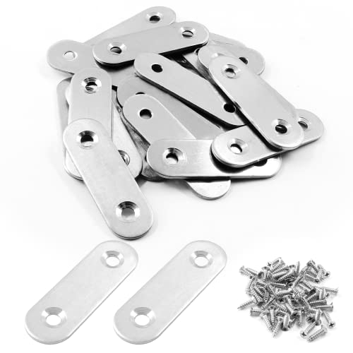 Jiozermi 24 Pcs Straight Brace, 2" x 0.6", Stainless Steel - size: Silver, 2” x 0.6”, 24 Pcs