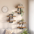 HOOBRO Floating Shelves, 15 Inch Wall Shelf Set of 3, Wall Mounted Storage Shelves 2-Tier, Hanging Bathroom Shelves, for Living Room, Bedroom, Bathroom, Kitchen, Rustic Brown and Black BF32BJP301 - color: Rustic Brown + Black