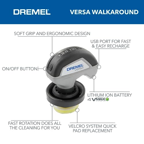 Dremel Versa Power Scrubber Kit with 5 Scrub Daddy Cleaning Sponge Pads - Waterproof Cordless Electric Spin Scrubber, High Speed, Multi-Surface Cleaning for Kitchen, Household, and Bathroom, PC10-07 - style: Versa Kit + 5 Scrub Daddy Pads