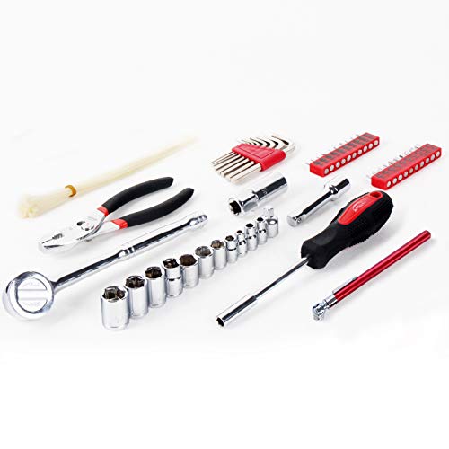Apollo Tools 56 Piece Compact SAE Auto Tool Set, Red DT9774 - style: SAE (Automotive)