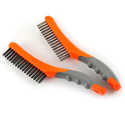 MAXMAN Wire Brush Set 5Pcs, Nylon/Brass/Stainless/Carbon, Rust/Weld Remove