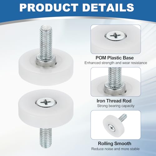 uxcell 6Pcs 26mm Drawer Rollers, M6 x 0.59" Thread Plastic Positioning Pulleys Flat Surface Small Drawer Pulley Bearing Replacement Wheel for Furniture Parts Cabinet Cupboard Slides - size: 26mm M6 x 0.59"