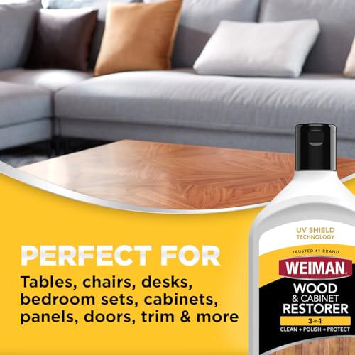 Weiman Wood Restore and Repair Kit, Wood Floor Scratch Repair, Furniture Markers Touch Up, Cabinet Cleaner, Removes Dirt & Reduces Scratches, Safe for Table, Desk, & Chair, UV Shield Technology