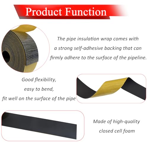 Self Adhesive Pipe Insulation Wrap Foam Tape 1/8" Thick x 2" x 16.5 Feet - size: 2 inch x 16.5 FT