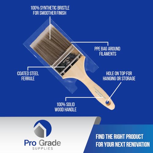Pro Grade - Paint Brushes - 2Ea 3" Flat Brushes (Pack of 2) - size: 2Ea H 3F (Pack of 2)