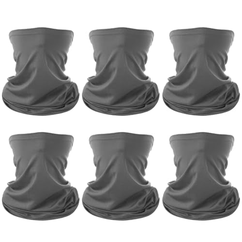 6 Pieces Summer Face Cover Scarf Mens Neck Gaiter For Men Women UV Protection Face Breathable Sun Protection Cycling Running - color: Dark Gray(6-pack)
