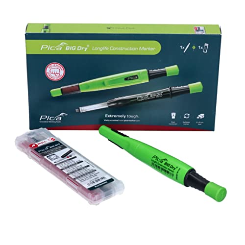 Pica 6095 Marker/Deep Hole Marker Value Box Pen Big Dry, 1 x Refill Water Soluble "Red" and "White" in Practical Cushion Box, Pack of 2 (1 Pack)