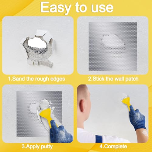 Yaocom 2 Pcs 12x12 Inch Drywall Patch Repair Kit, Self Adhesive Mesh - size: 12 x12"