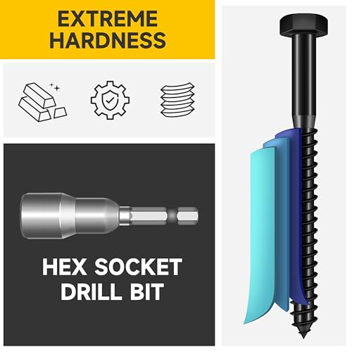 Mywish (10Sets) 3/8" x 1-1/2" Hex Head Lag Bolts, Heavy Duty Lag Screws with Washers, 304 Stainless Steel Bolts 18-8, Lag Screws Wood Screws, Partial Thread Black Oxide, 3/8 Bolt - size: 3/8 x 1-1/2" (10 set)