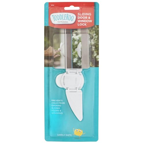 Toddleroo by North States - Sliding Door & Window Lock for Baby Proofing: Sliding Door Lock for Child Safety - Pack of 1 - White - size: 1 Count (Pack of 1)