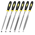 Mini Hand Files, 6pcs, Total 6.3in, Strength Alloy Steel Needle File Set, Small Metal File Tools for Detailed Tasks, Includes Round, Bi-Half Round, Flat, Square, Flat Warding, Triangular
