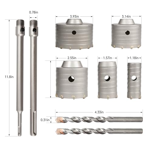 9Pcs Masonry Concrete Hole Saw Kit (30 40 65 80 100 mm) - color: 9Pcs