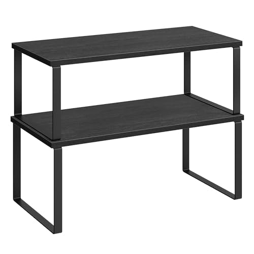 SONGMICS Cabinet Organizer Shelf, Set of 2 Spice Rack, Kitchen Storage - color: Ink Black + Charcoal Black, size: 15.6"w